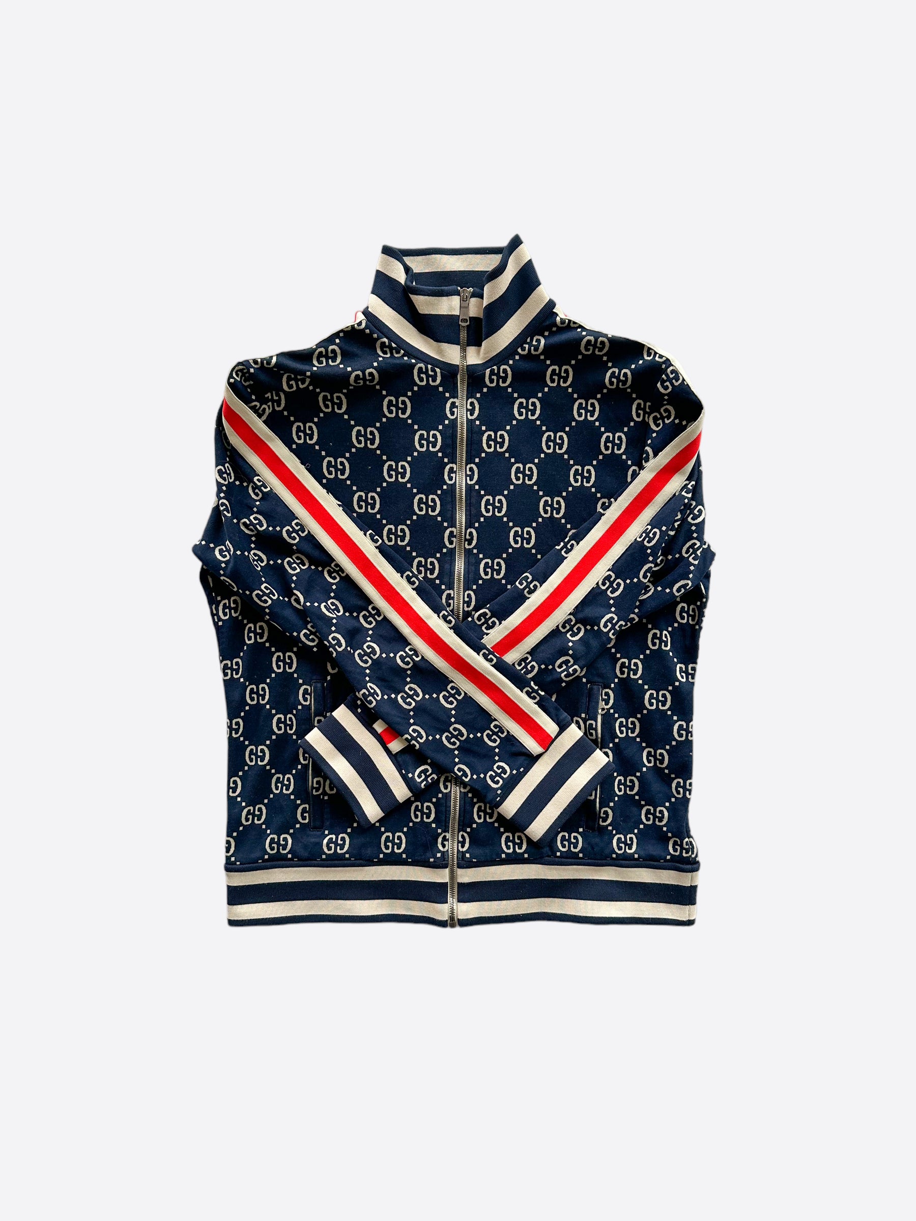 Gucci Navy & White GG Monogram Track Jacket – Savonches