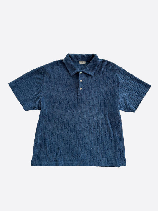 Dior Blue Oblique Towel Polo T-Shirt