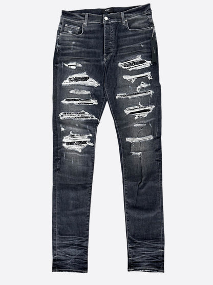Amiri Grey & Black Bandana Patch Thrasher Jeans
