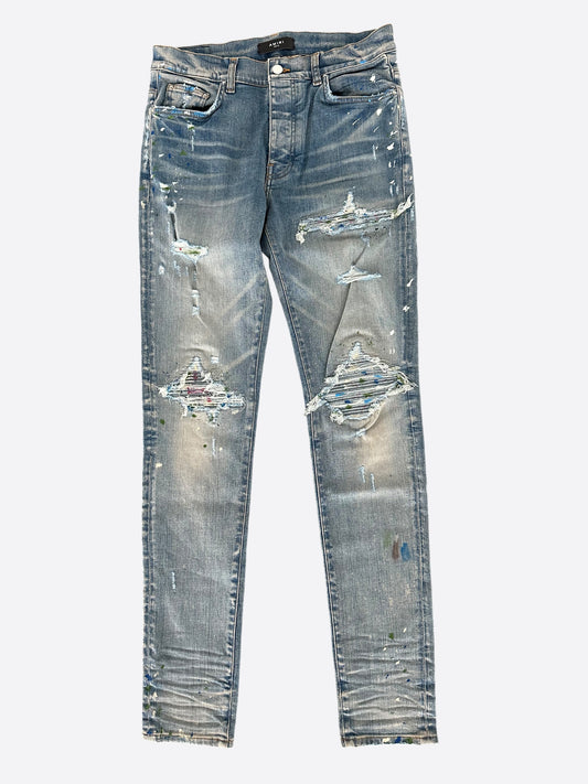 Amiri Clay Indigo Paint Splatter Mx1 Jeans