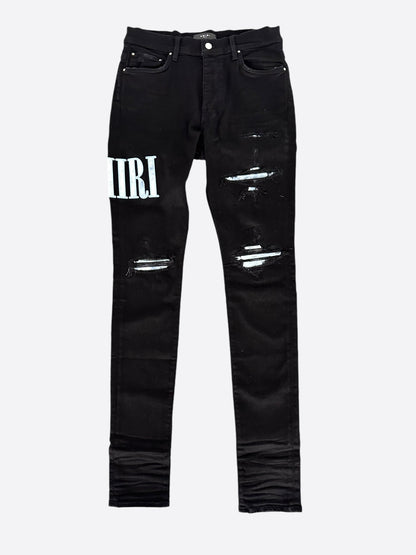 Amiri Black Tie-Dye Core Applique Logo Jeans