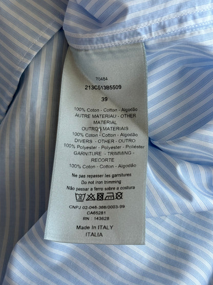 Dior Blue & White Striped CD Heart Patch Button Up Shirt