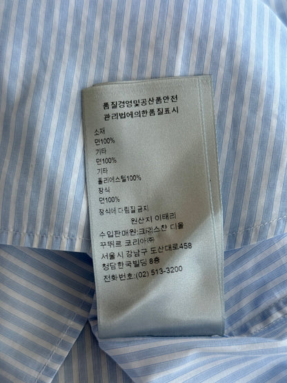Dior Blue & White Striped CD Heart Patch Button Up Shirt