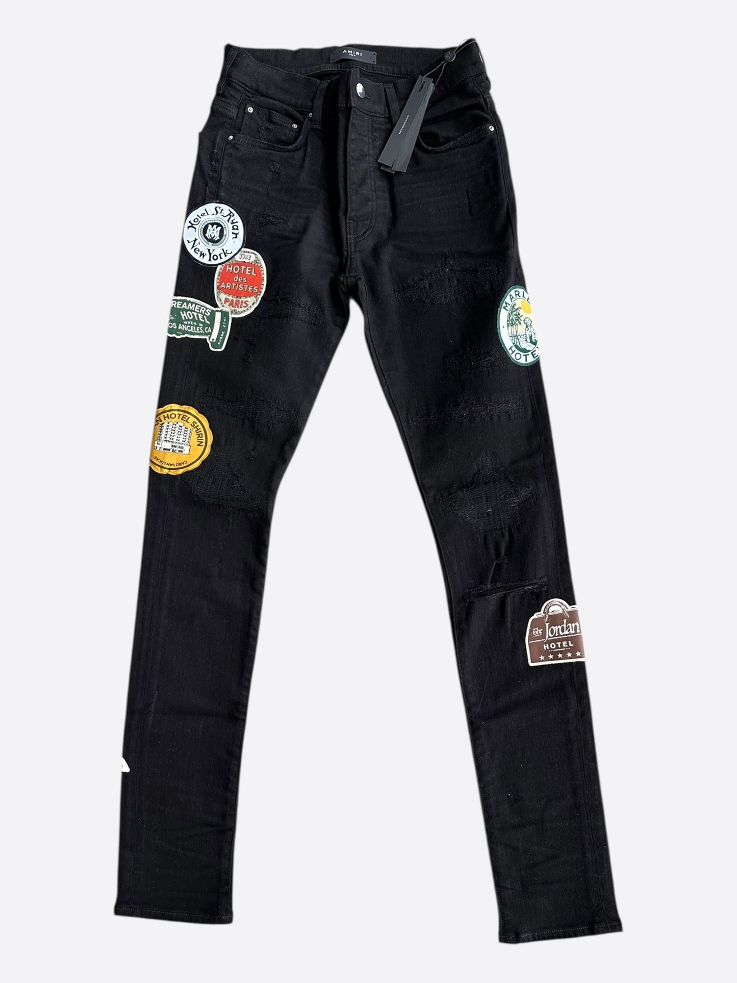 Amiri Black Travel Patch Repair Jeans