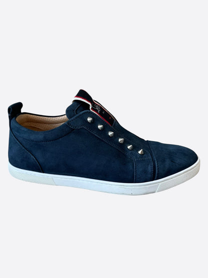 Christian Louboutin Navy Suede Slip On Sneakers