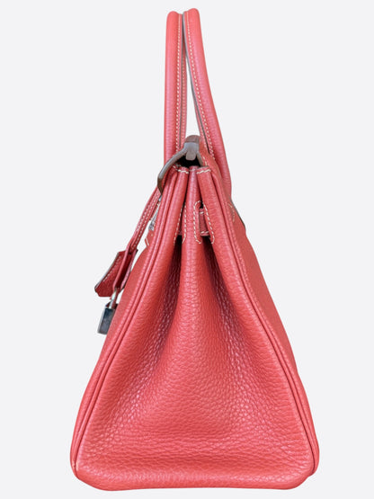Hermes Red Togo & Palladium Hardware Birkin 30