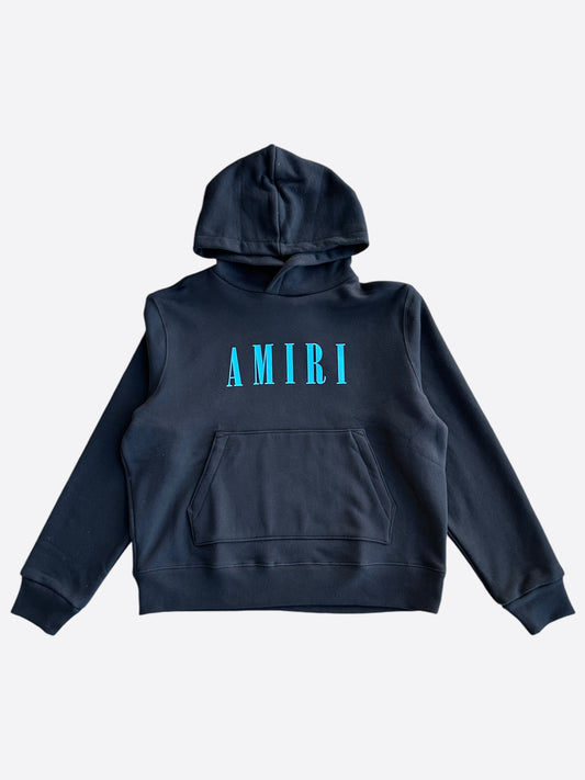 Amiri Black & Blue Core Logo Hoodie