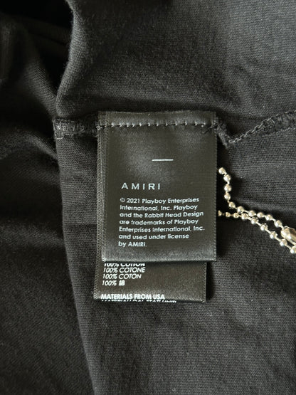 Amiri Playboy Black & Rainbow Bunny Logo T-Shirt