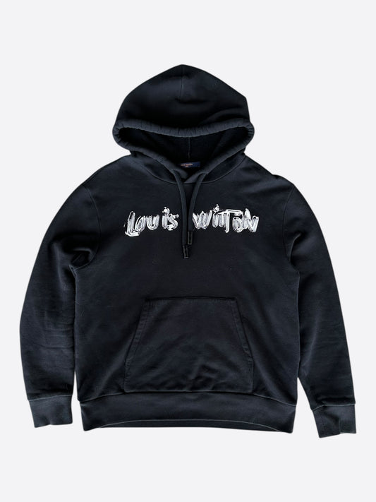 Louis Vuitton Black & Silver Graphic Hoodie