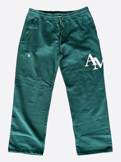 Amiri Green & White Staggered Logo Sweatpants