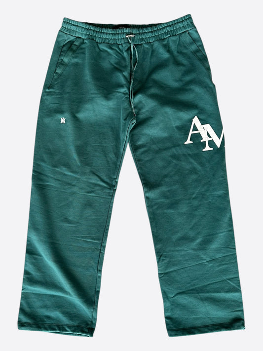 Amiri Green & White Staggered Logo Sweatpants