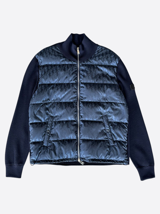Dior Navy Oblique Knit Puffer Jacket
