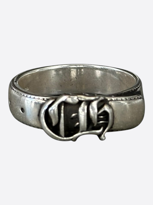 Chrome Hearts Silver Belted CH Logo Ring