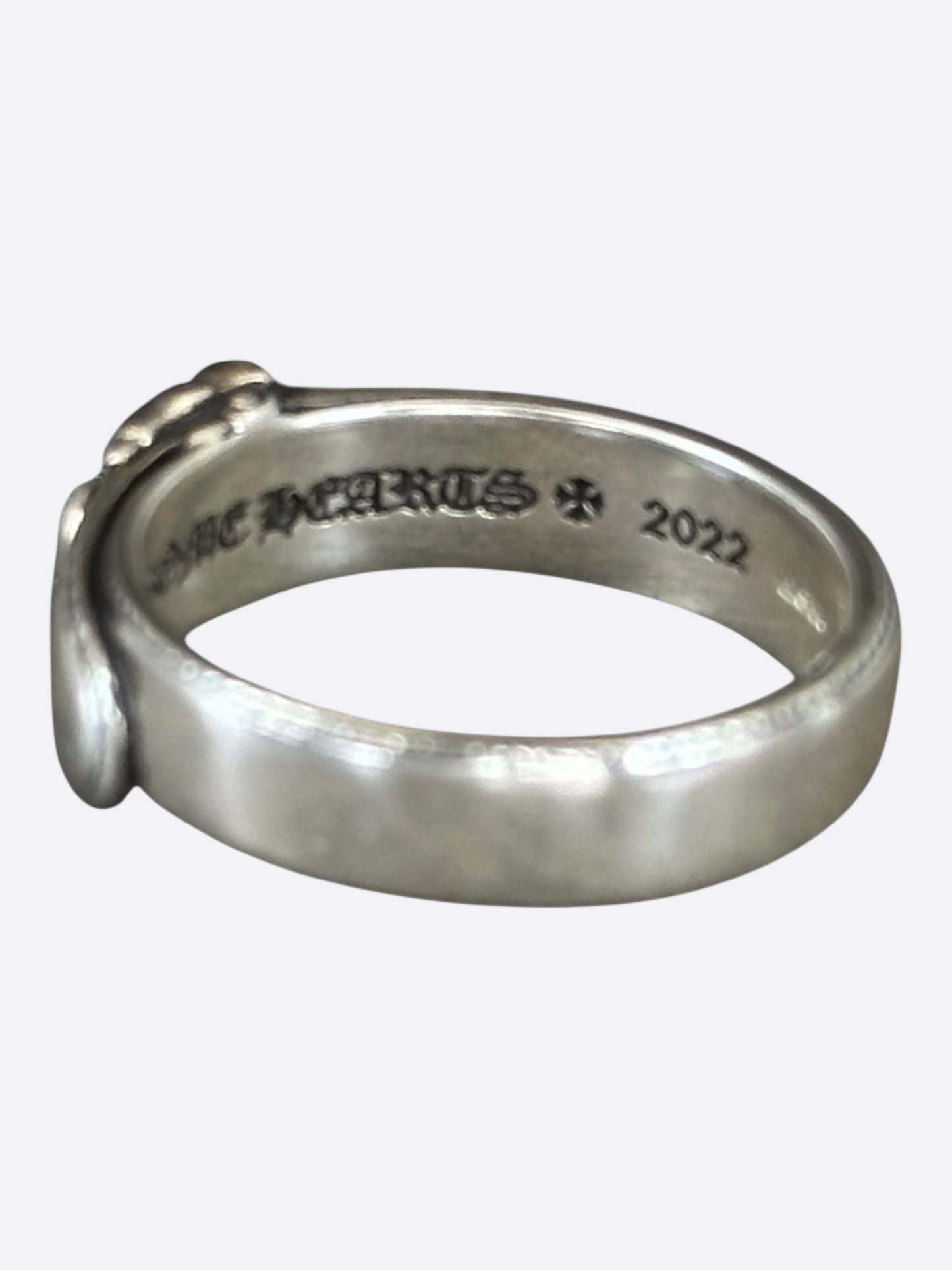 Chrome Hearts Silver Belted CH Logo Ring