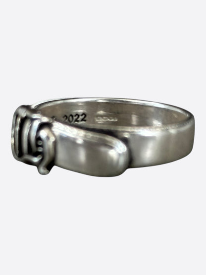 Chrome Hearts Silver Belted CH Logo Ring