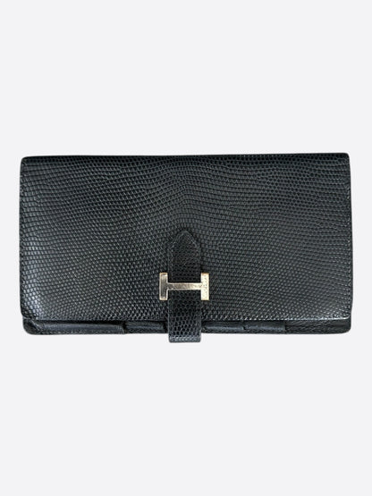Hermes Black Lizard Bearn Wallet