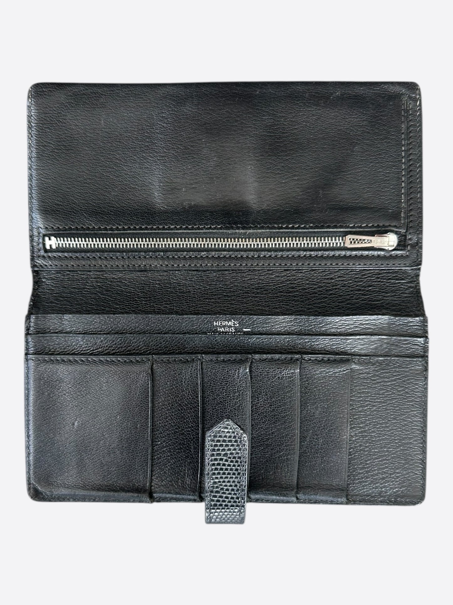 Hermes Black Lizard Bearn Wallet