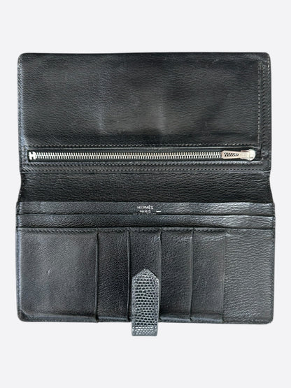 Hermes Black Lizard Bearn Wallet