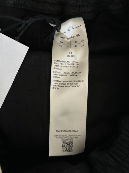 Rick Owens Black Leather Pods Shorts