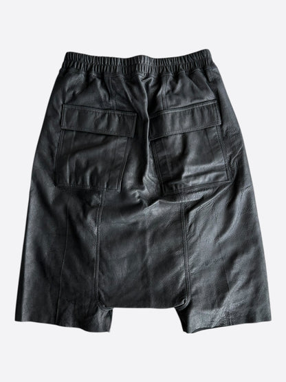 Rick Owens Black Leather Pods Shorts