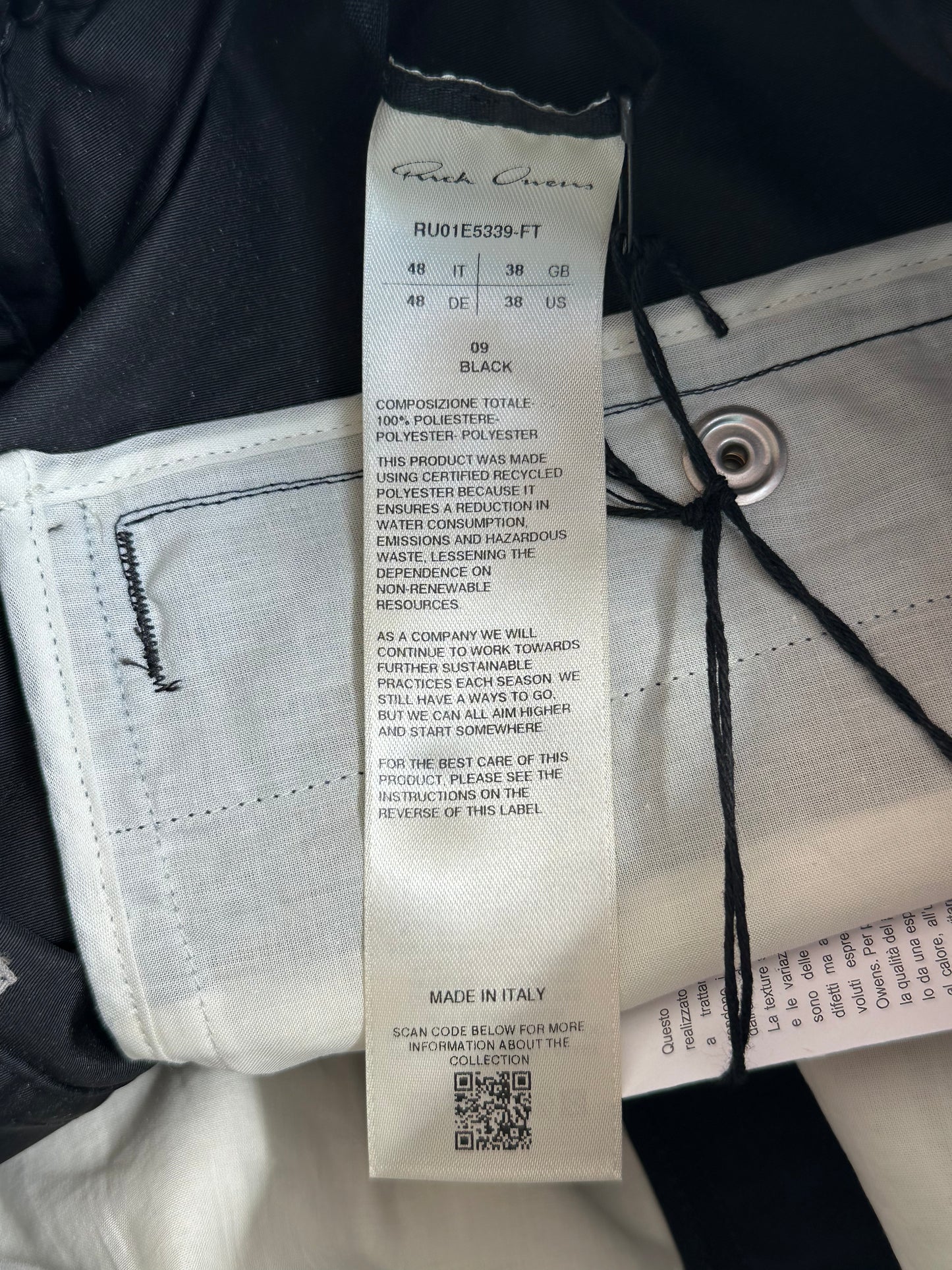 Rick Owens Black Cargobelas Tech Pants