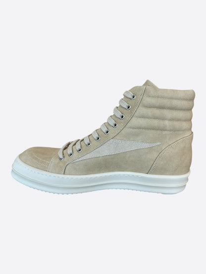Rick Owens Beige & White Vintage High Top Sneakers