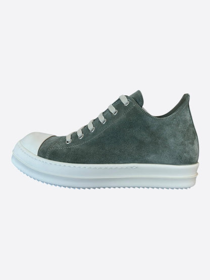 Rick Owens Green & White Low Top Sneakers