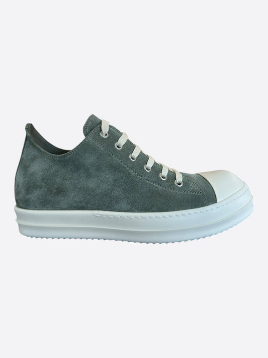 Rick Owens Green & White Low Top Sneakers
