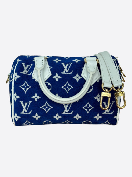 Louis Vuitton Blue & White Tennis Monogram Speedy 20