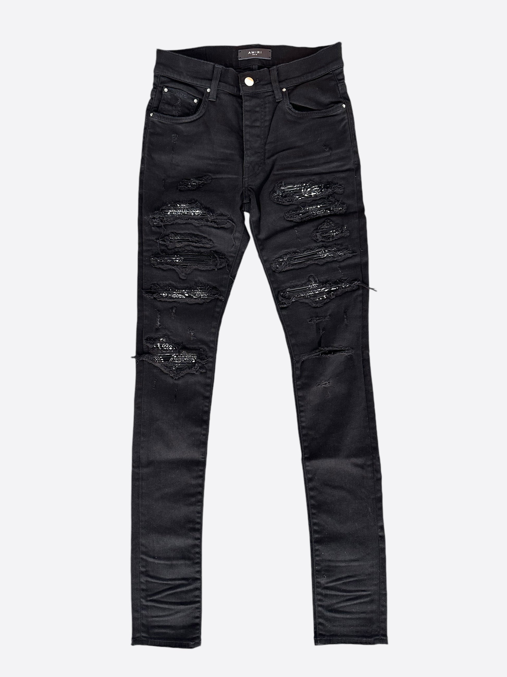 Amiri Black Bandana Patch Thrasher Jeans – Savonches