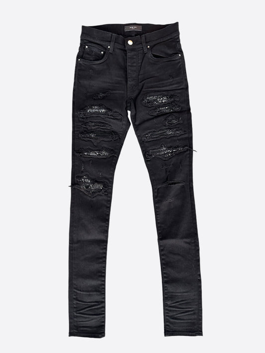 Amiri Black Bandana Patch Thrasher Jeans