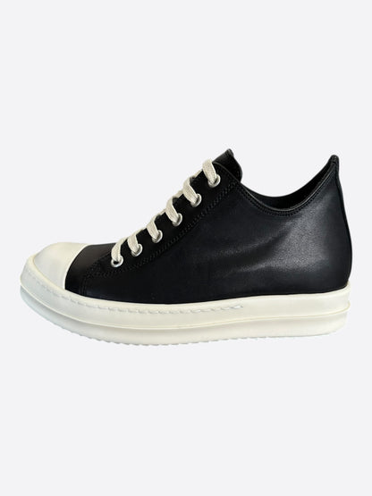 Rick Owens Black & White Leather Women's Low Top Sneakers