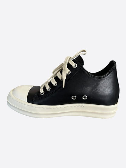 Rick Owens Black & White Leather Women's Low Top Sneakers