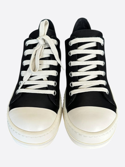 Rick Owens Black & White Leather Women's Low Top Sneakers