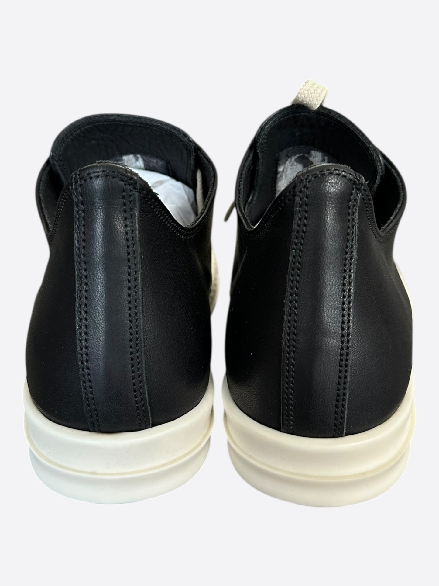 Rick Owens Black & White Leather Women's Low Top Sneakers