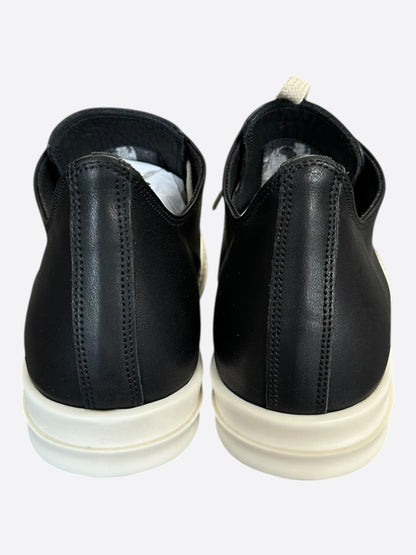 Rick Owens Black & White Leather Women's Low Top Sneakers