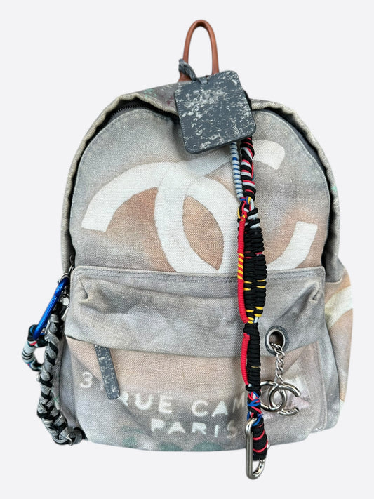 Chanel Grey & Beige Graffiti Backpack