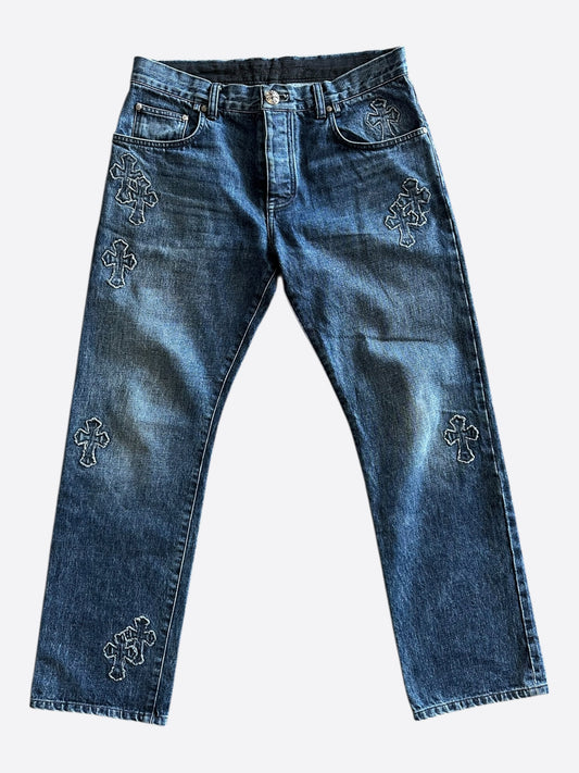 Chrome Hearts Blue Denim Cross Patch Jeans