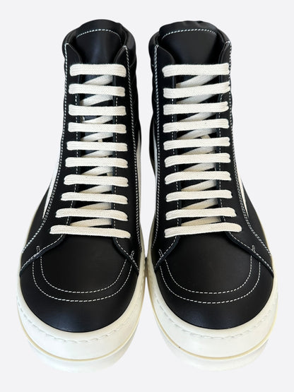 Rick Owens Black & White Leather Vintage High Top Sneakers