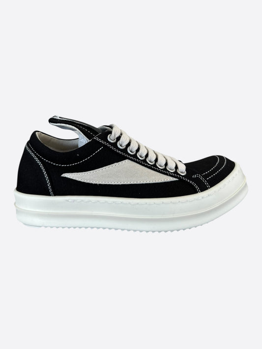 Rick Owens Black & White Denim Vintage Women's Low Top Sneakers