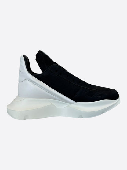 Rick Owens Black & White Leather Geth Runner Sneakers