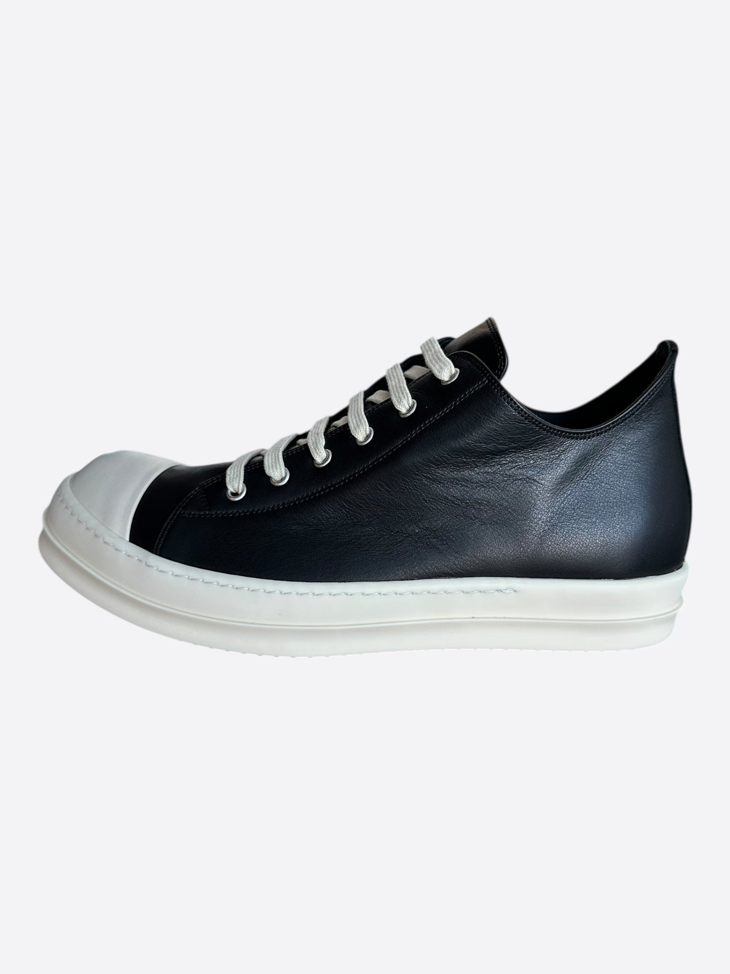 Rick Owens Black & White Leather Low Top Sneakers