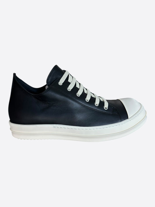 Rick Owens Black & White Leather Low Top Sneakers