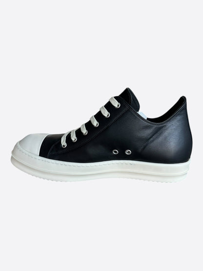 Rick Owens Black & White Leather Low Top Sneakers