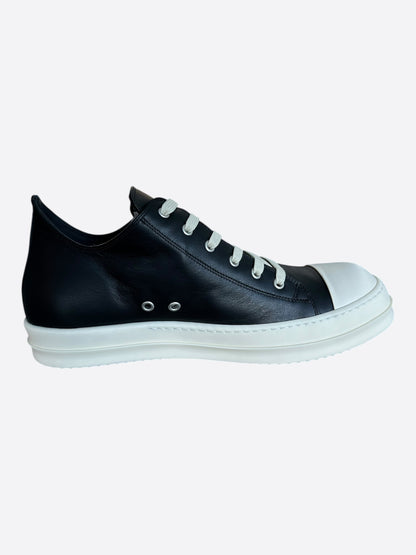 Rick Owens Black & White Leather Low Top Sneakers