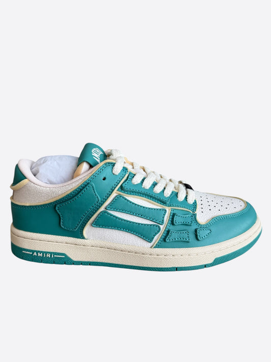 Amiri Sea Blue & White Collegiate Skel Low Top Sneakers