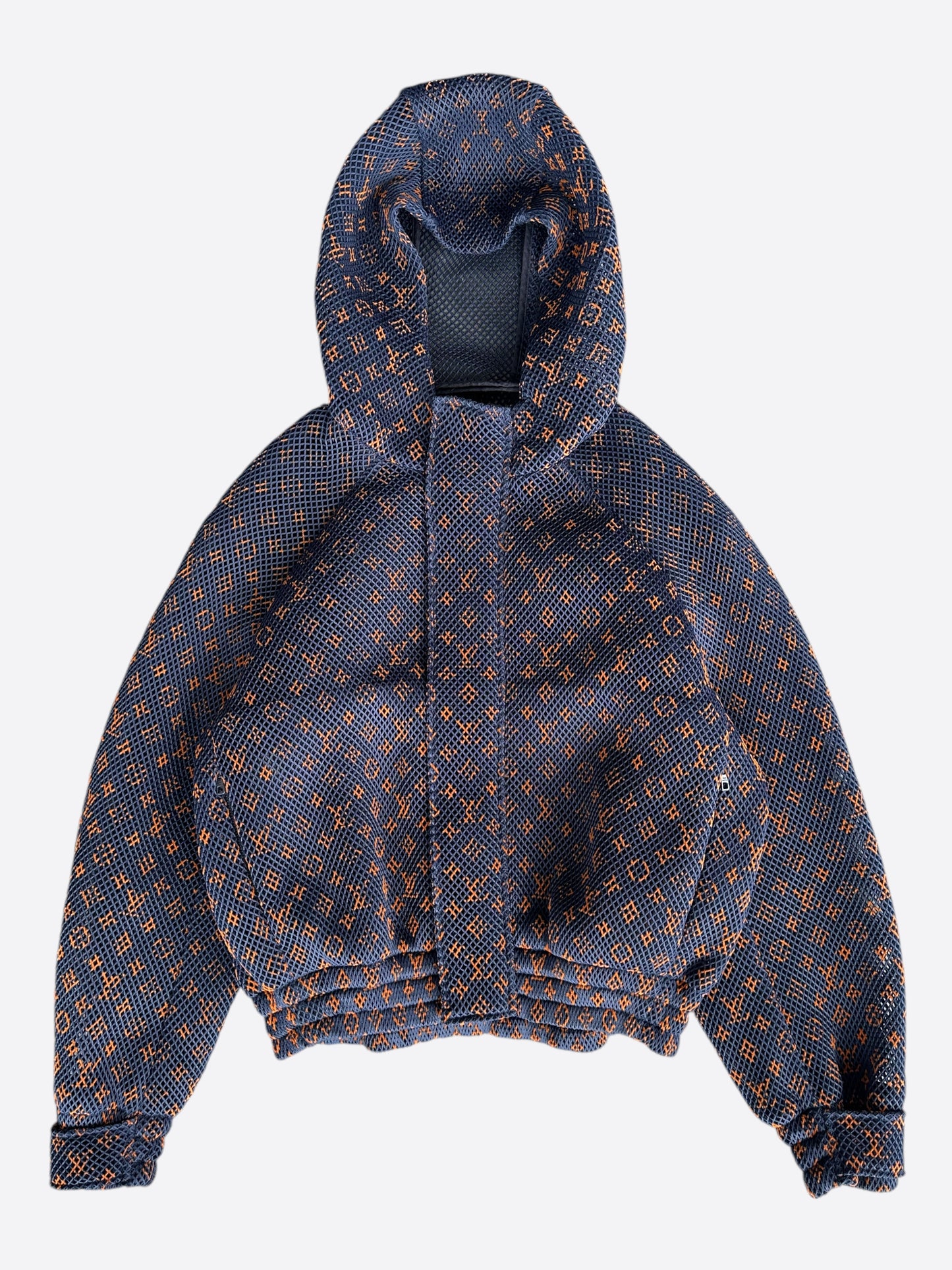 Louis Vuitton Navy & Orange Monogram Mesh Bomber Jacket