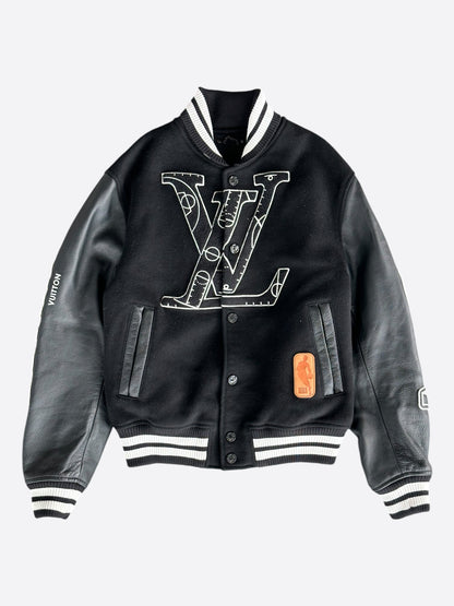 Louis Vuitton NBA Black & White Logo Varsity Jacket