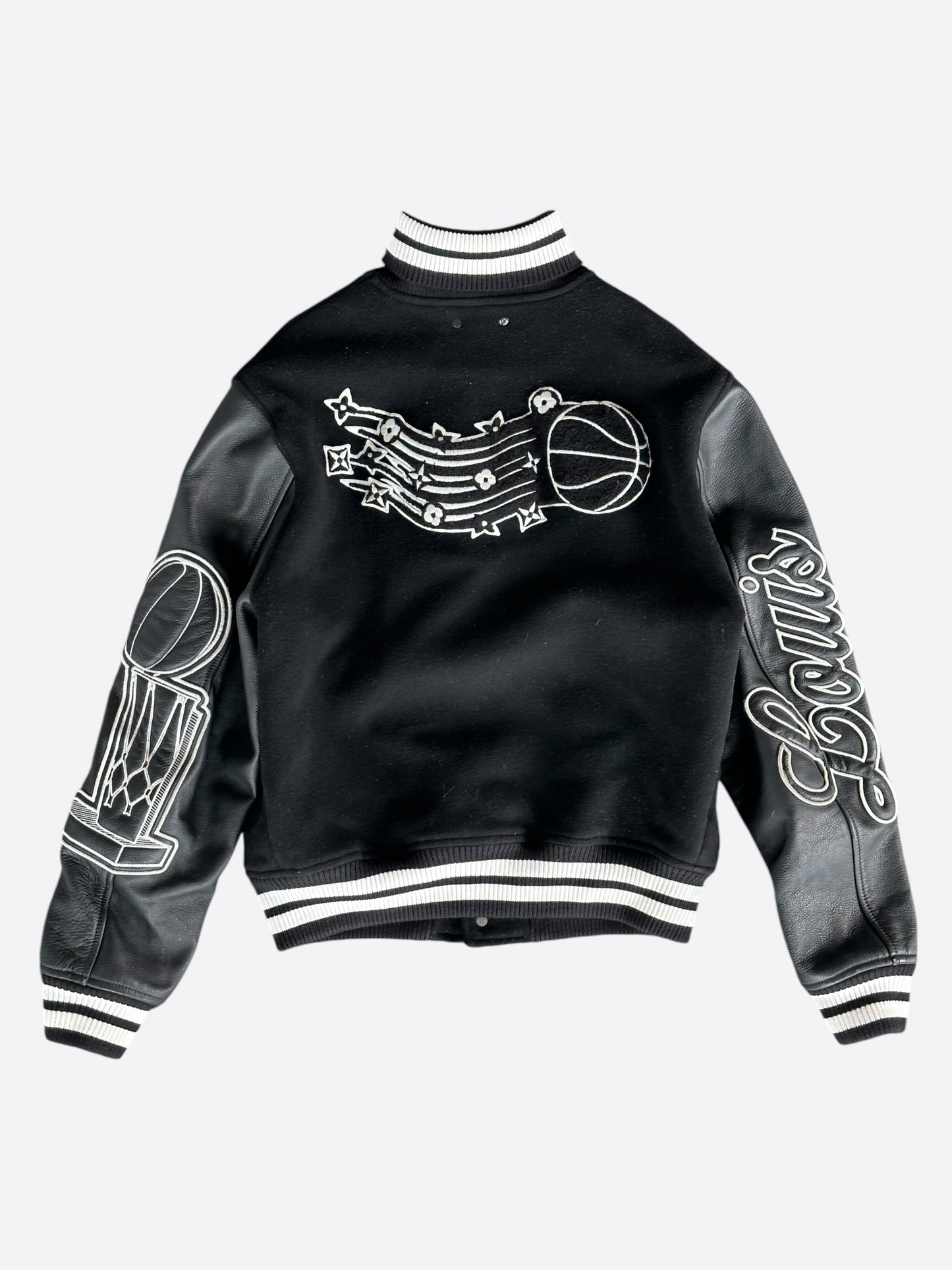 Louis Vuitton NBA Black & White Logo Varsity Jacket