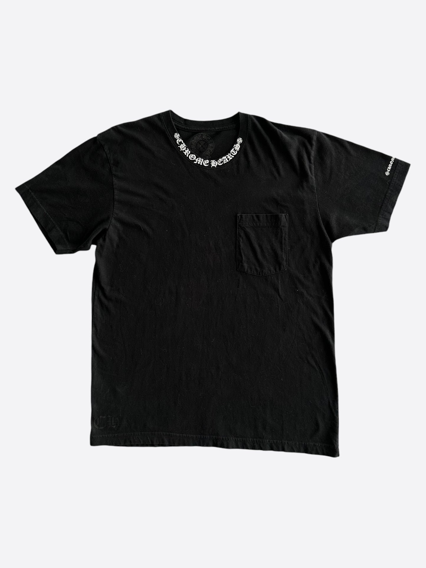 Chrome Hearts Black & White Collar Logo T-Shirt